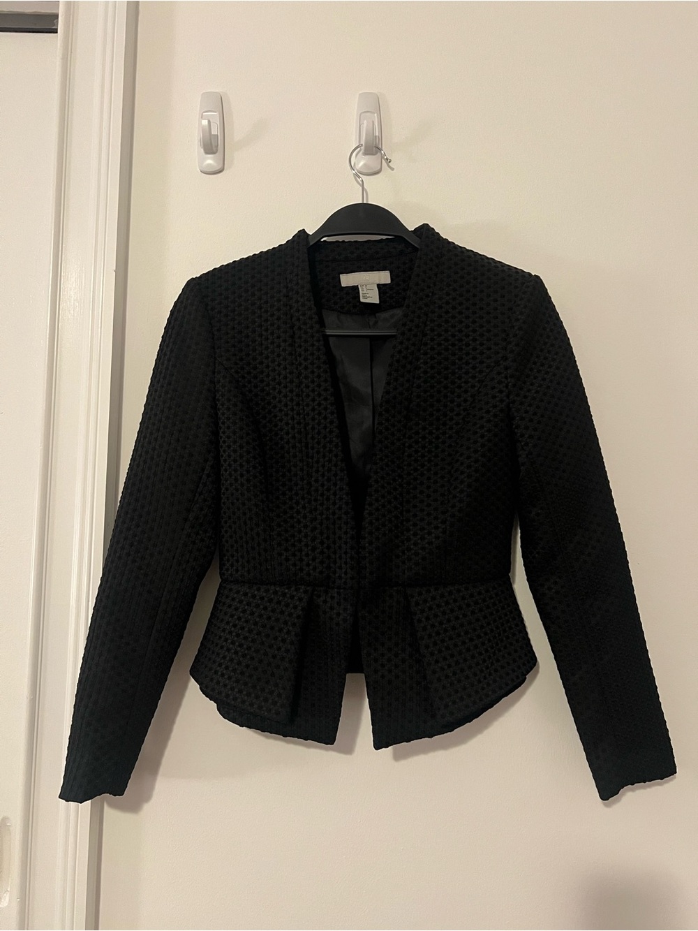 H&M Black Textured Peplum Jacket - Women